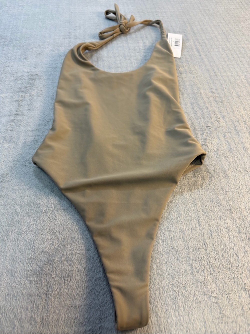 NWT Taupe Crochet Flower Overlay One Piece Swimsuit